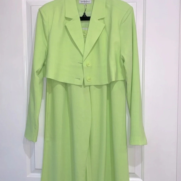WeWoreWhat lime green wide leg pant suit and jacket size 4 - Picture 3 of 16